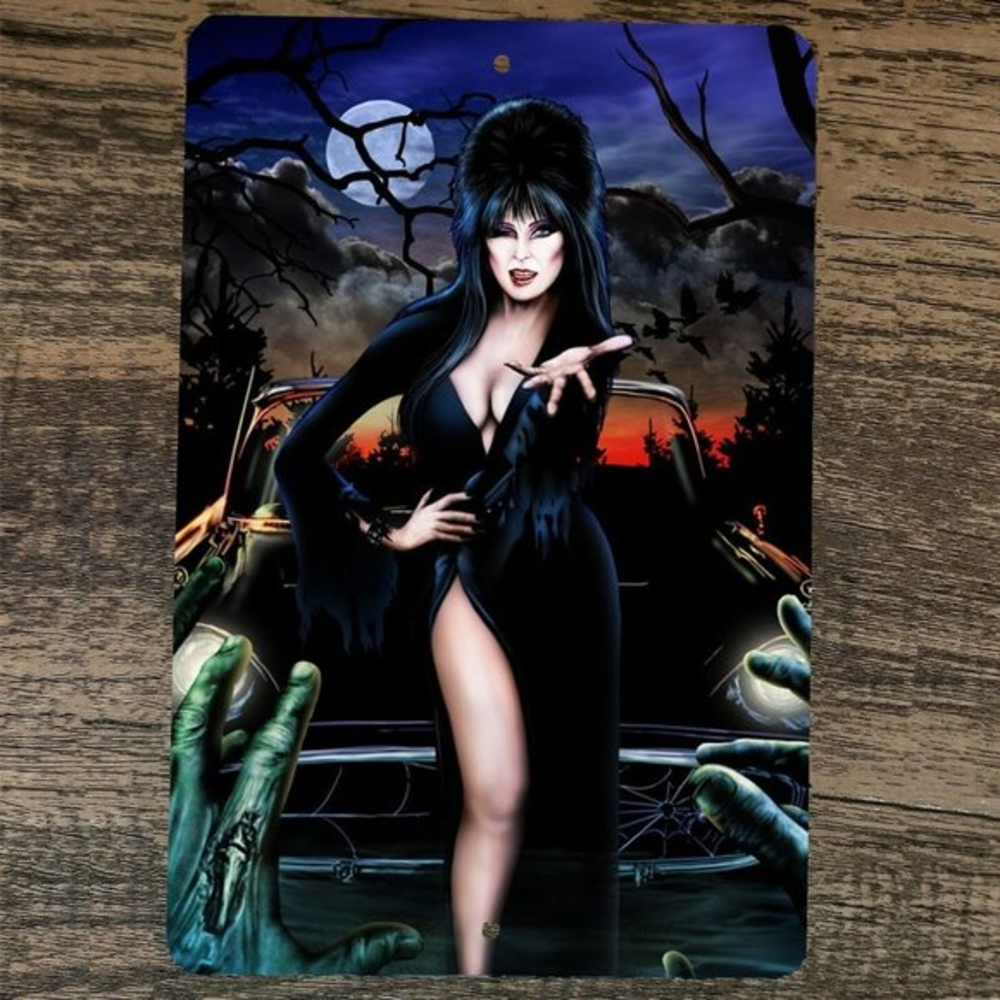 Kiss Blowing Elvira‎ Mistress of the Dark 8x12 Metal Wall Sign Poster